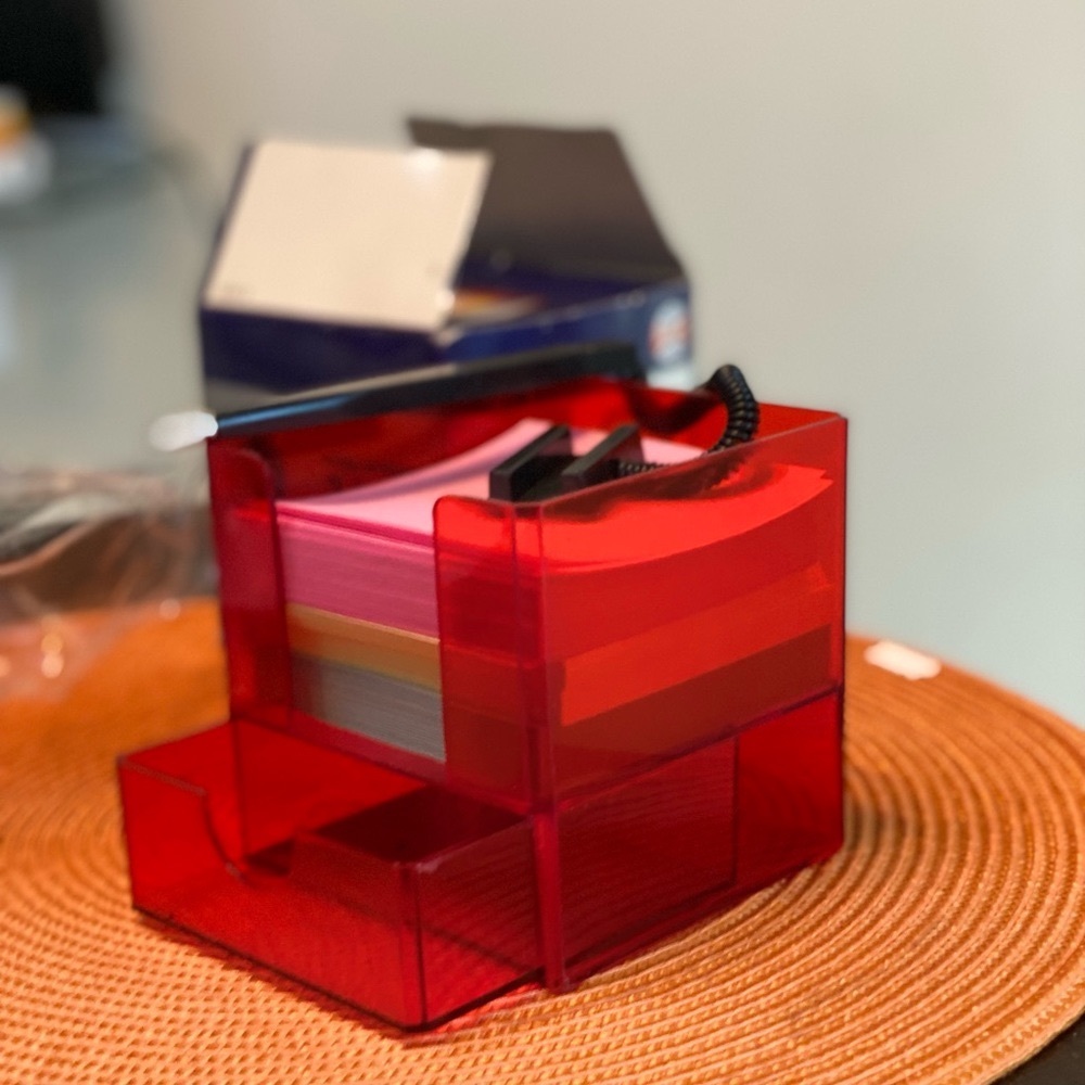 COPY - Desk Acrylic Memo Block Set, Colored Paper and attached Pen, NWT